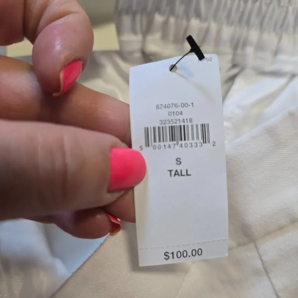 Banana Republic Pants Womens Size Small Tall White Tapered High Rise Linen Blend